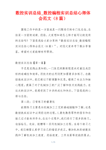 数控实训总结_数控编程实训总结心得体会范文（8篇）