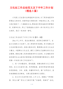 文化站工作总结范文及下半年工作计划（精选5篇）
