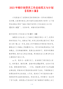 2023年银行信贷员工作总结范文与计划【范例5篇】