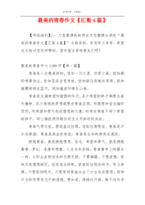 最美的青春作文【汇集4篇】