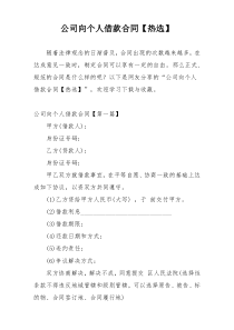 公司向个人借款合同【热选】