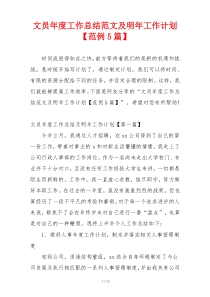 文员年度工作总结范文及明年工作计划【范例5篇】