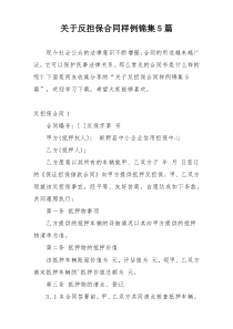 关于反担保合同样例锦集5篇
