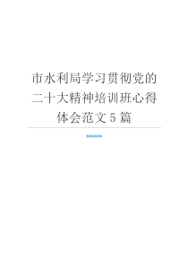 市水利局学习贯彻党的二十大精神培训班心得体会范文5篇