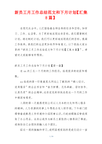 新员工月工作总结范文和下月计划【汇集8篇】