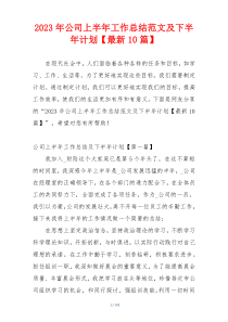 2023年公司上半年工作总结范文及下半年计划【最新10篇】