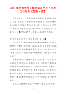 2023年培训学校工作总结范文及下年度工作计划【范例4篇】