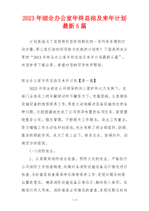 2023年综合办公室年终总结及来年计划最新5篇