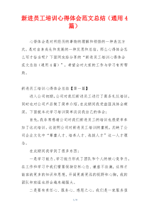 新进员工培训心得体会范文总结（通用4篇）