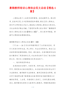暑期教师培训心得体会范文总结【精选4篇】