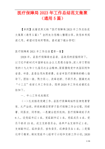 医疗保障局2023年工作总结范文集聚（通用5篇）