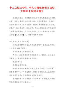 个人总结大学生_个人心得体会范文总结大学生【范例4篇】