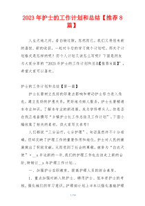 2023年护士的工作计划和总结【推荐8篇】