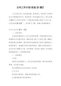 公司工作计划(优选【8篇】