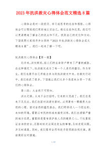 2023年抗洪救灾心得体会范文精选8篇