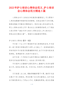 2023年护士培训心得体会范文_护士培训会心得体会范文精选5篇