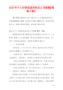 2023年个人对照检查材料怎么写锦集【精编5篇】