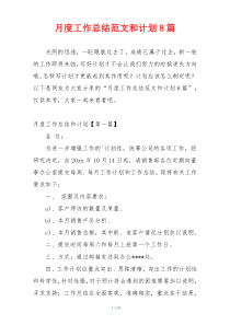 月度工作总结范文和计划8篇