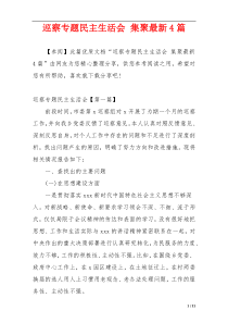 巡察专题民主生活会 集聚最新4篇