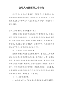 公司人力资源部工作计划