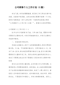 公司销售个人工作计划（5篇）