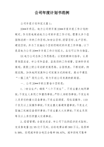 公司年度计划书范例