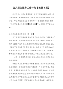 公共卫生服务工作计划【推荐8篇】
