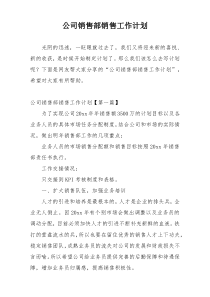公司销售部销售工作计划