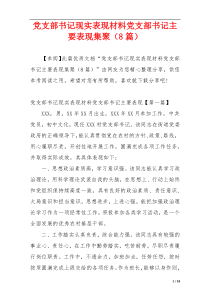 党支部书记现实表现材料党支部书记主要表现集聚（8篇）