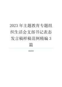 2023年主题教育专题组织生活会支部书记表态发言稿样稿范例精编3篇