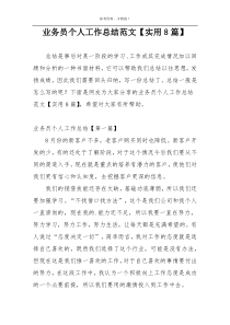 业务员个人工作总结范文【实用8篇】