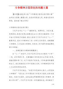 斗争精神方面存在的问题5篇