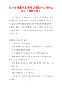 2023年搜索期末冲刺_冲刺期末心得体会范文（最新5篇）