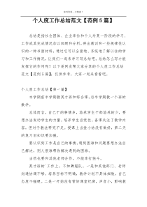 个人度工作总结范文【范例5篇】