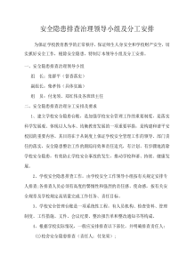 安全隐患排查治理领导小组及分工安排