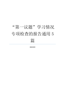 “第一议题”学习情况专项检查的报告通用5篇