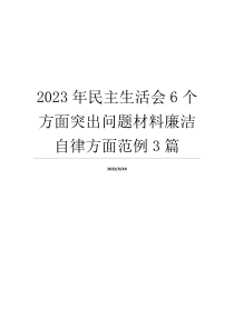 2023年民主生活会6个方面突出问题材料廉洁自律方面范例3篇