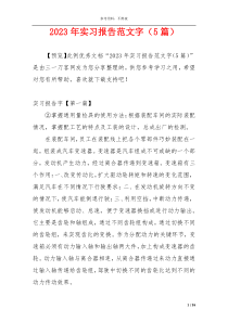 2023年实习报告范文字（5篇）