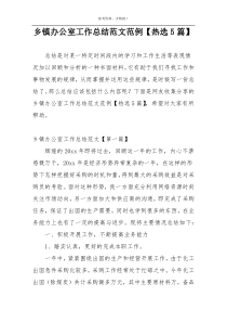 乡镇办公室工作总结范文范例【热选5篇】