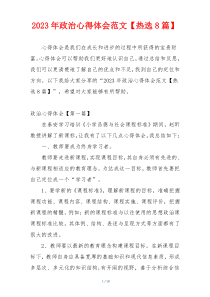 2023年政治心得体会范文【热选8篇】