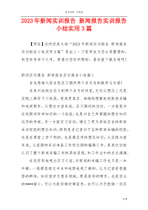 2023年新闻实训报告 新闻报告实训报告小结实用3篇
