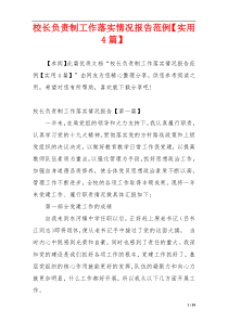 校长负责制工作落实情况报告范例【实用4篇】