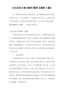 文化活动方案(案例)整理【最新4篇】