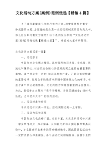 文化活动方案(案例)范例优选【精编4篇】