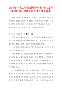 2023年个人工作计划幼师小班_个人工作计划培训心得体会范文【汇集5篇】