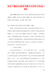 政法干警政治素质考察自评材料【热选5篇】