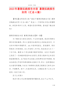 2023年暑期实践报告内容 暑期实践报告实用（汇总4篇）