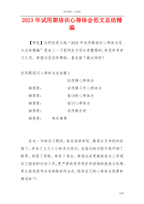 2023年试用期培训心得体会范文总结精编