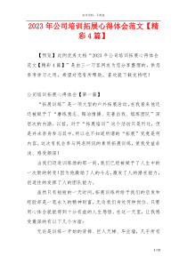 2023年公司培训拓展心得体会范文【精彩4篇】