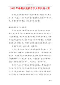 2023年暑期实践报告字文章实用4篇